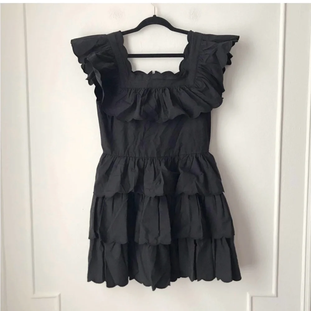 HUNTER BELL Ramsey Dress Black Ruffled Mini Dress - Picture 4 of 6